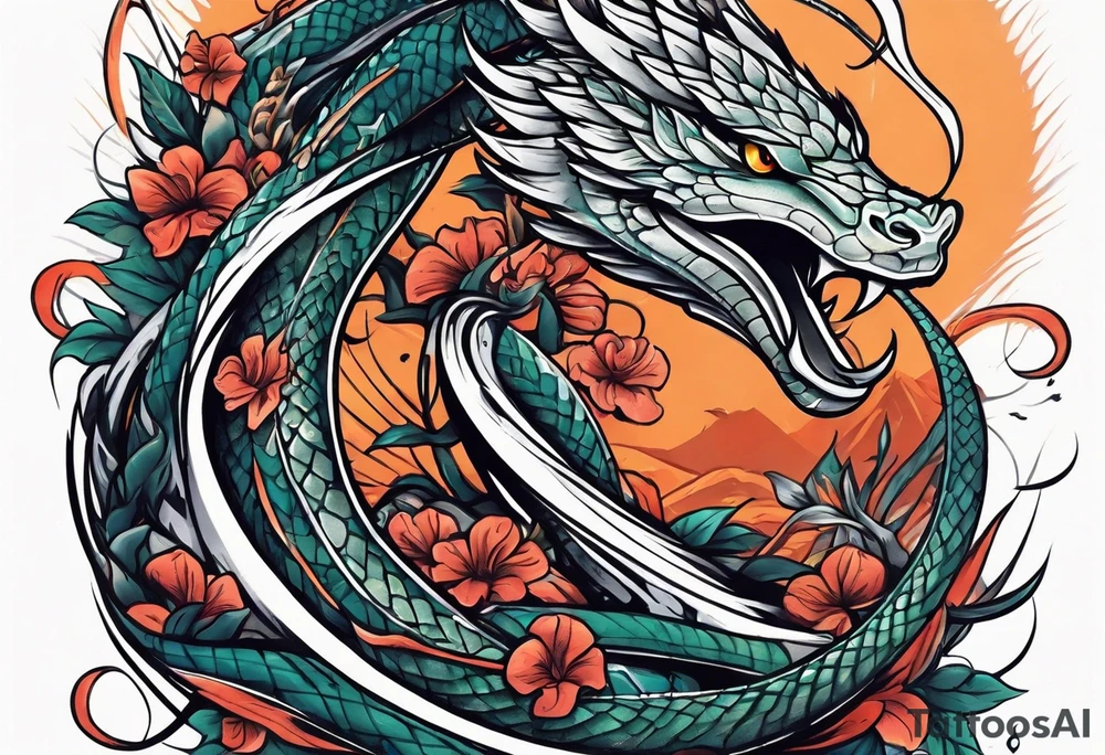 A sword with a snake swirling around it tattoo idea