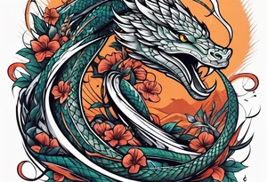 A sword with a snake swirling around it tattoo idea