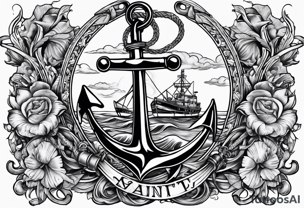 Nurse caduceus and Coast Guard anchor blended tattoo idea