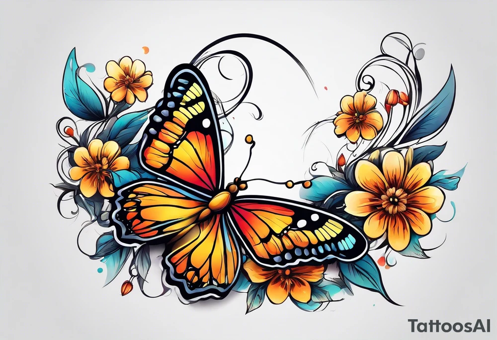 Butterfly on a flower tattoo idea