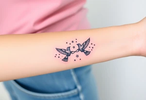 birds, stars and infinity theme tattoo idea