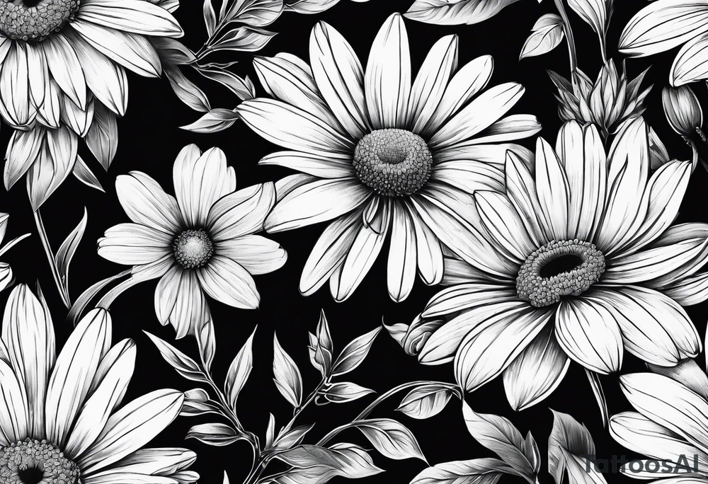 Daisy, wildflower, sleeve half tattoo idea