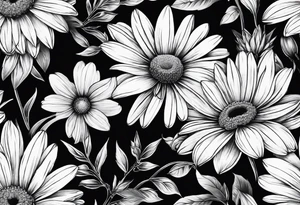 Daisy, wildflower, sleeve half tattoo idea