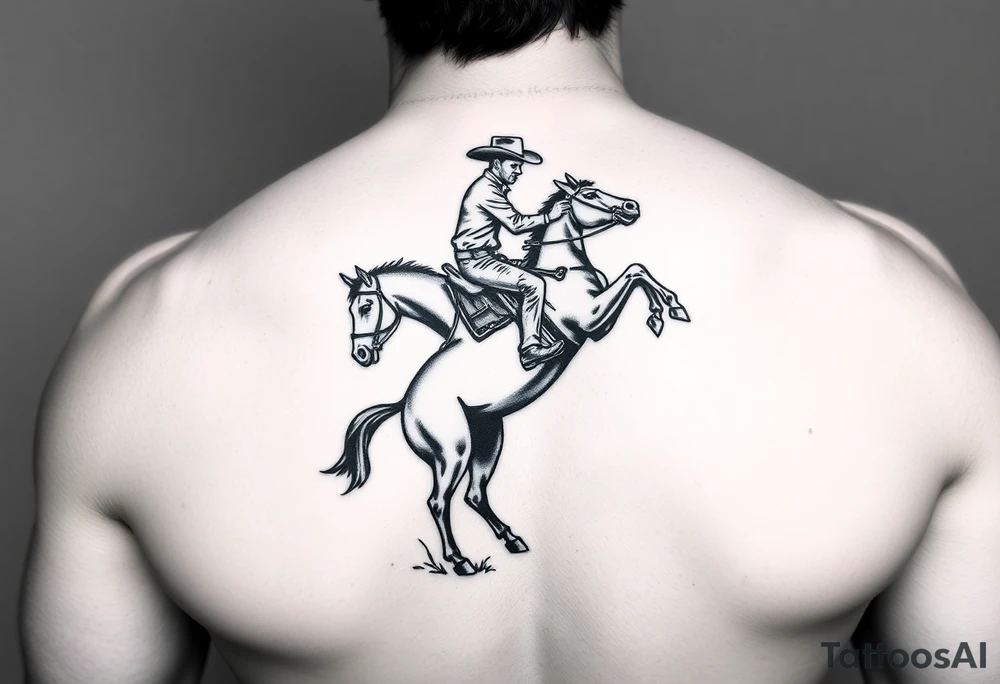 Cowboy riding a bucking horse tattoo idea