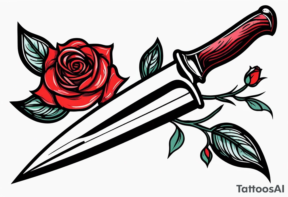 Messer mit Stacheldraht und Rose tattoo idea