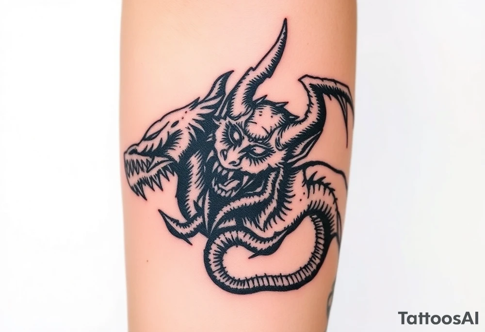 medieval woodcut monsters tattoo idea