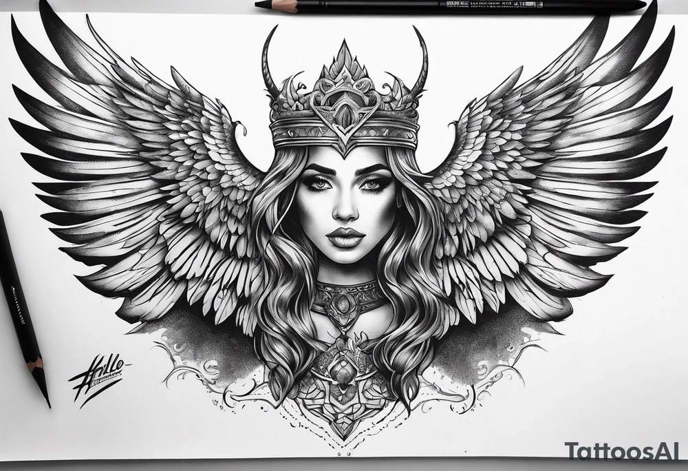 Hallo with wings tattoo idea