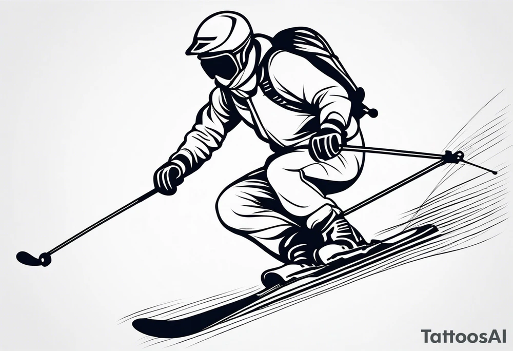 Skier in motion, fine line, more abstract tattoo idea