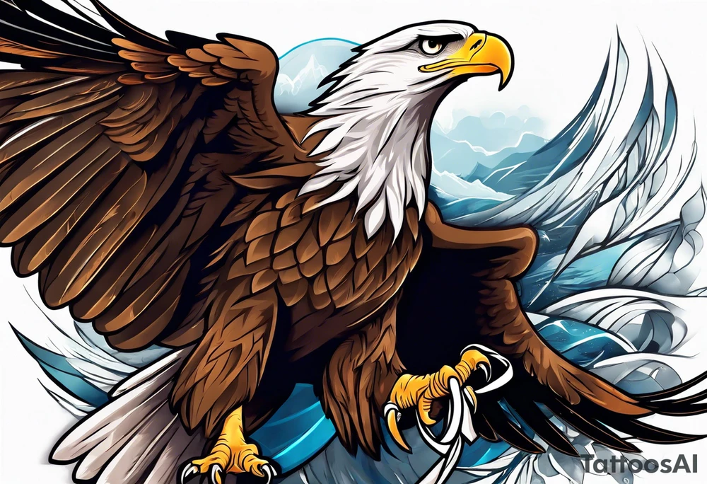 eagle holding a ribbon tattoo idea