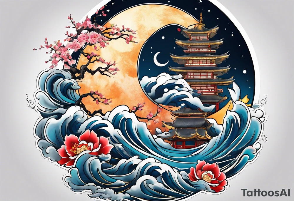 Japanese moon god tattoo idea