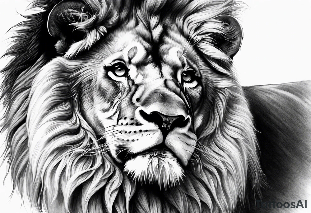 powerful majestic lion, close-up tattoo idea