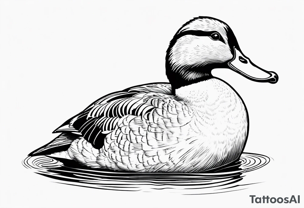 Dabbling Duck with no feet wearing a small jacket that says "XRP" on it tattoo idea