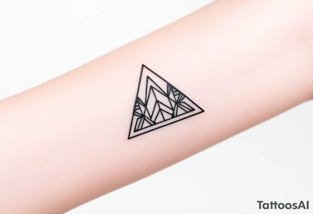 Geometric small triangle about different paths in life merge together and become stronger together while being psychedelic tattoo idea