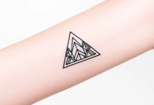 Geometric small triangle about different paths in life merge together and become stronger together while being psychedelic tattoo idea
