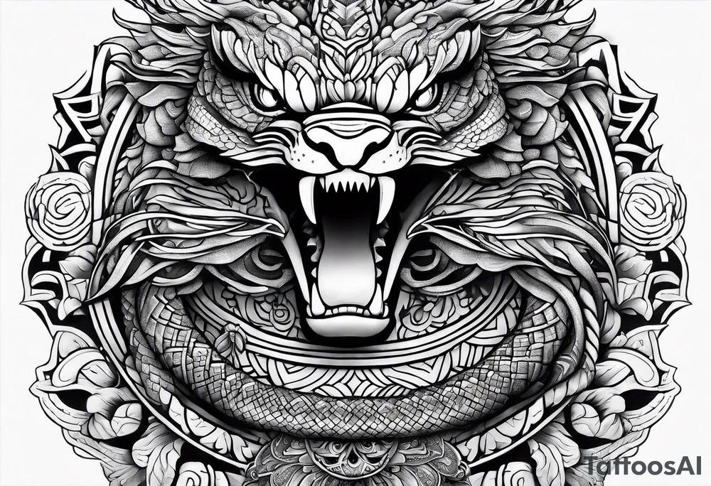 quetzalcoatl snake arm sleeve tattoo idea