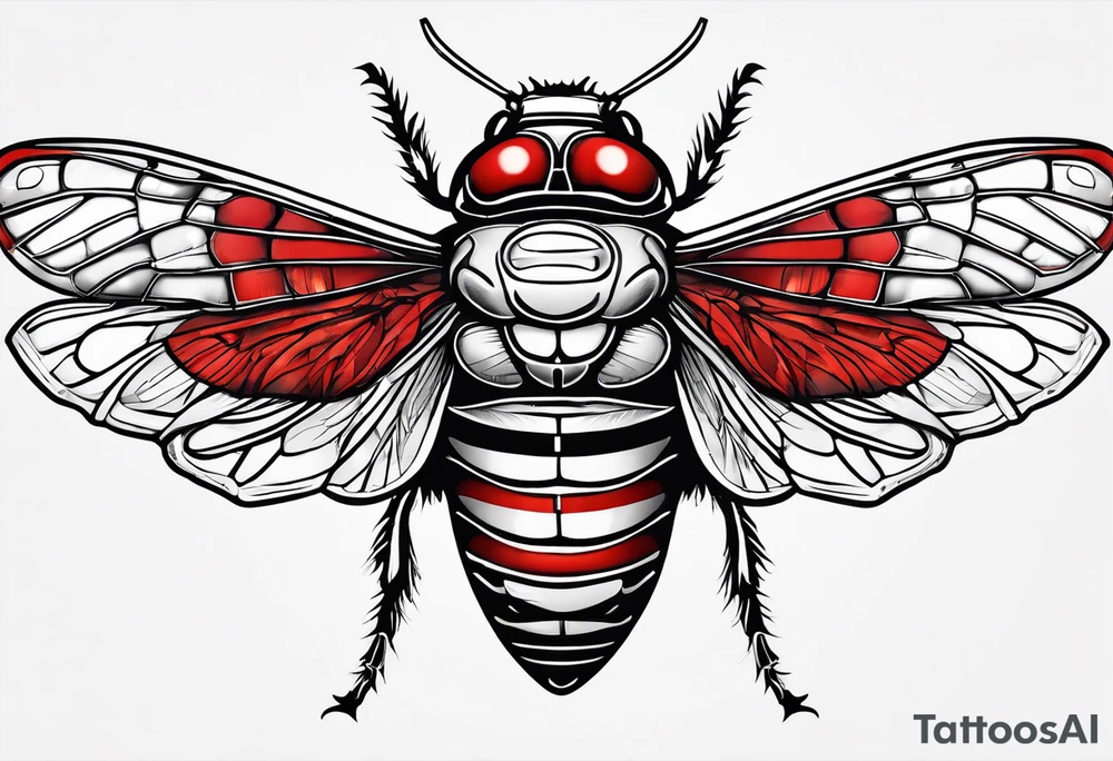 cicada on top of red greek visuals tattoo idea