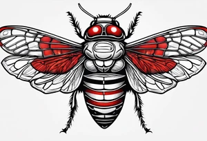 cicada on top of red greek visuals tattoo idea