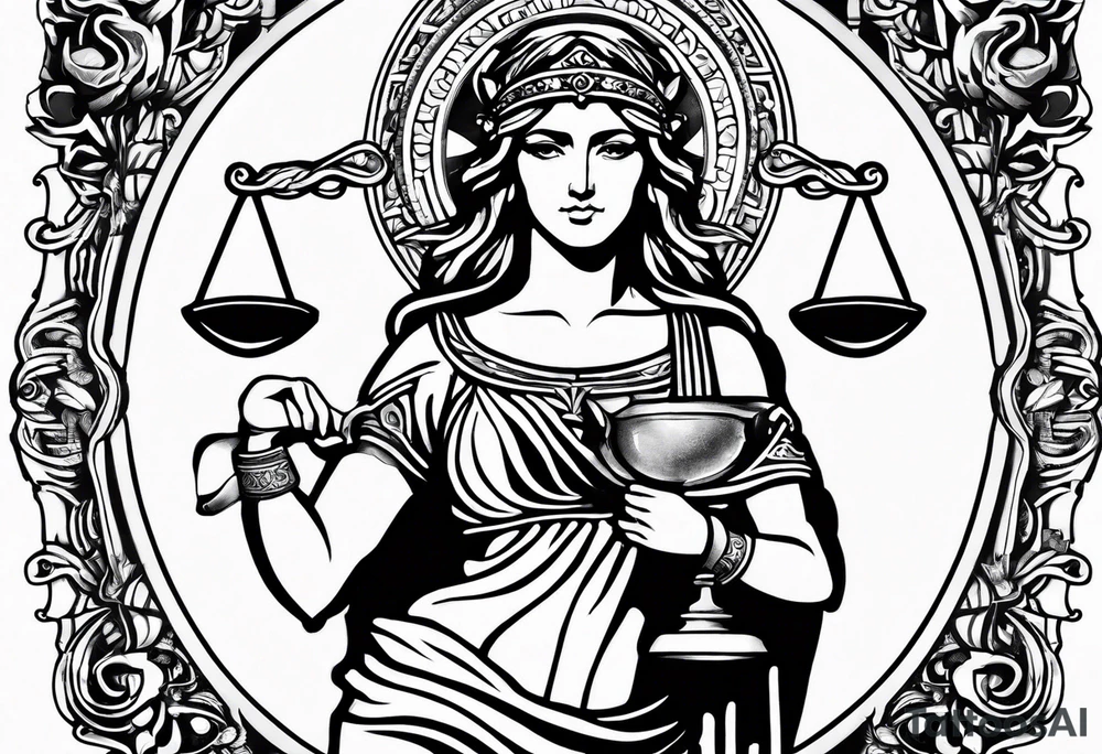 Themis (Greek Goddess of Justice), with blood in her eyes tattoo idea