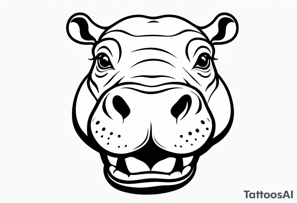 Hippopotamus face smiling tattoo idea