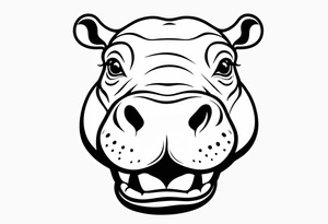 Hippopotamus face smiling tattoo idea