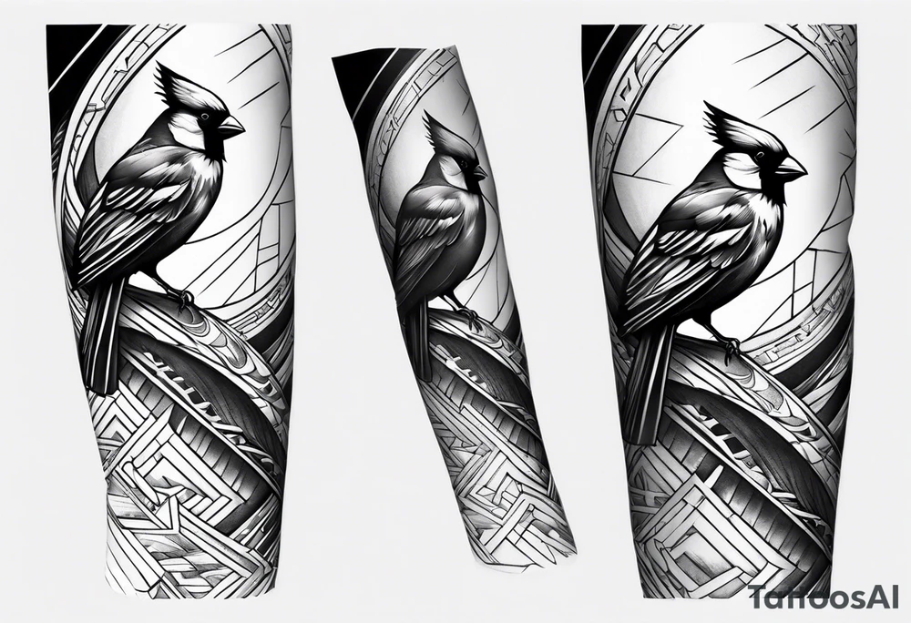 Men’s Forearm Tattoo with a cardinal and roman numerals tattoo idea