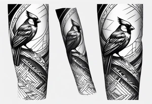 Men’s Forearm Tattoo with a cardinal and roman numerals tattoo idea