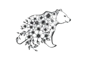 Bear silhouette with flowers tattoo idea