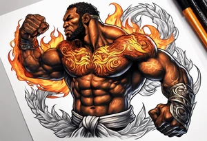 Balrog flexing, wreathed in flame tattoo idea