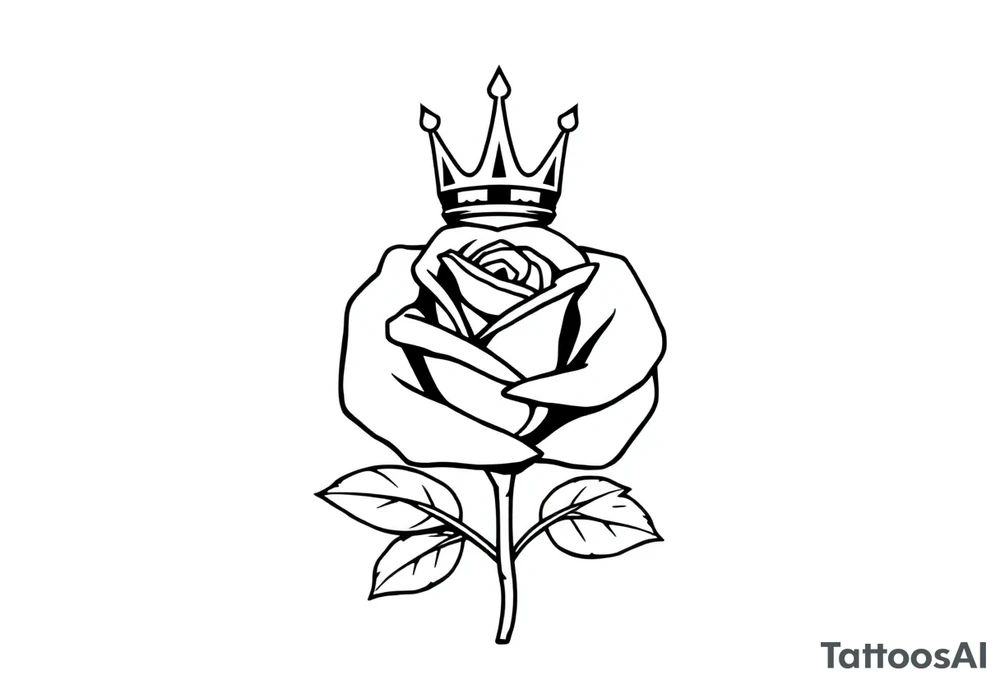 Rose with a small kings crown above it tattoo idea
