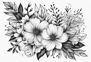 Verticle arm wrap of soft flowers and leaves forearm tattoo idea