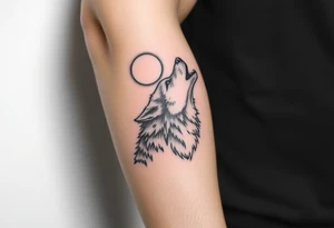 Realistic wolf howling at the moon tattoo idea