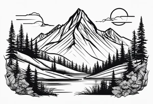 Mountain outline single line tattoo idea
