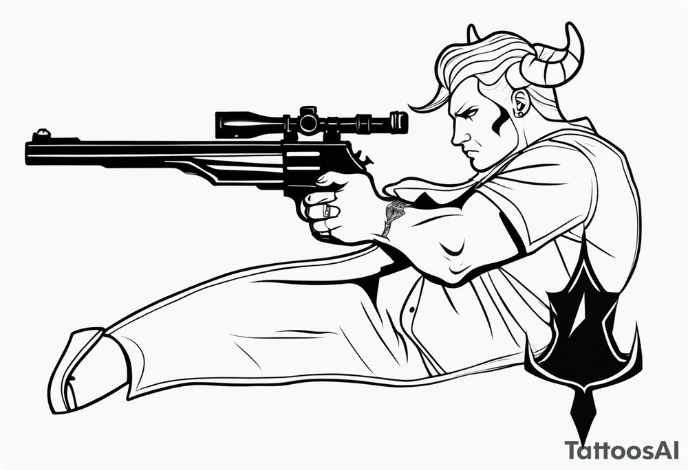 capricorn man with gun tattoo idea