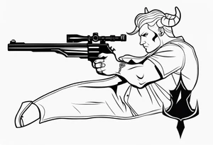 capricorn man with gun tattoo idea