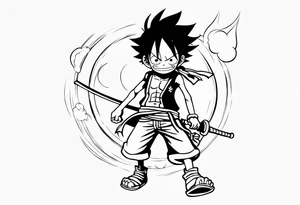 Luffy from one piece arm sleeve tattoo tattoo idea