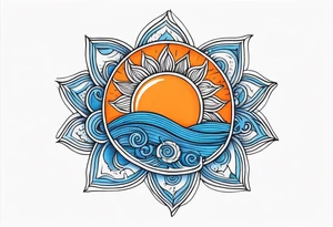 Orange sun with blue ohm tattoo idea