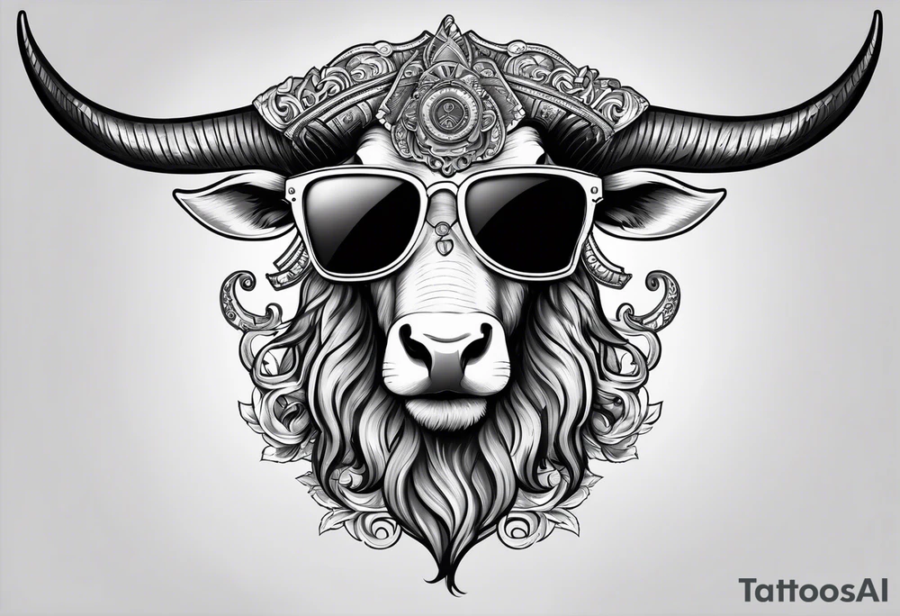 capricorn with sunglasses and a gun tattoo idea