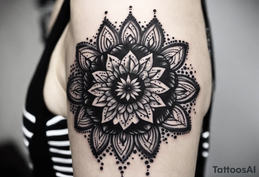 Нежные тонкие пионы с линиями и центральной звездой tattoo idea