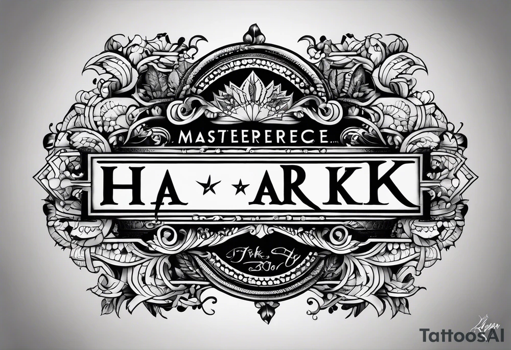 Vintage style tattoo with the word, "HARK" tattoo idea