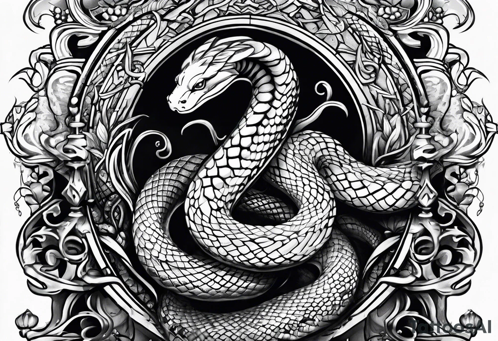queens crown transforms into snakes tattoo idea