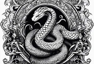 queens crown transforms into snakes tattoo idea