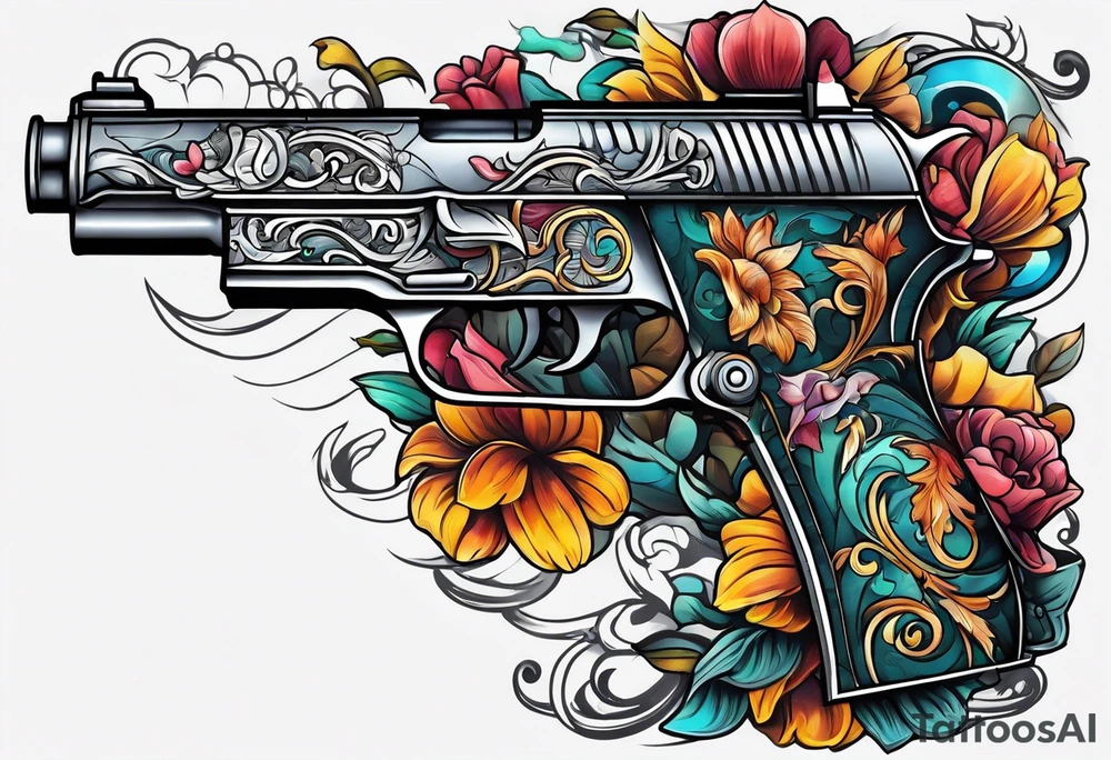 The letters AR with a pistol on each side tattoo idea
