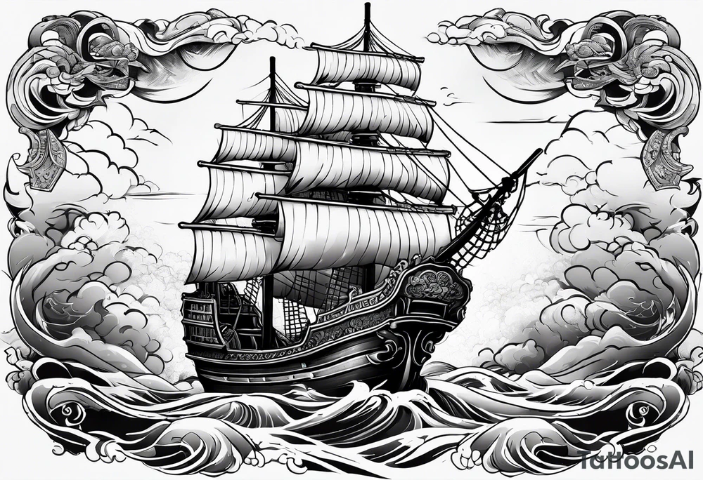 Chinese pirate ship sinking tattoo idea