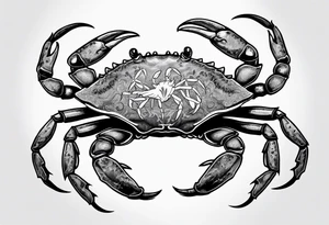 Zodiac crab embedded in tree tattoo idea