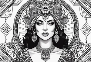 kali, alien goddess, valkrye, pirate, zenza, lotus, wing, pachamama, skull tattoo idea