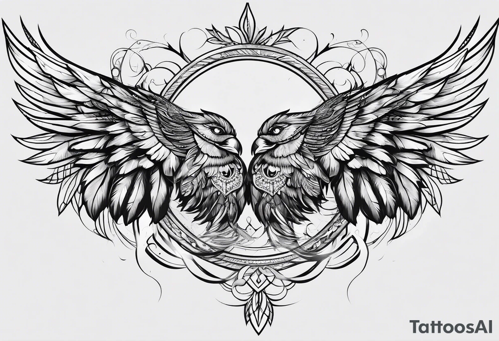 2 feathers tied together tattoo idea