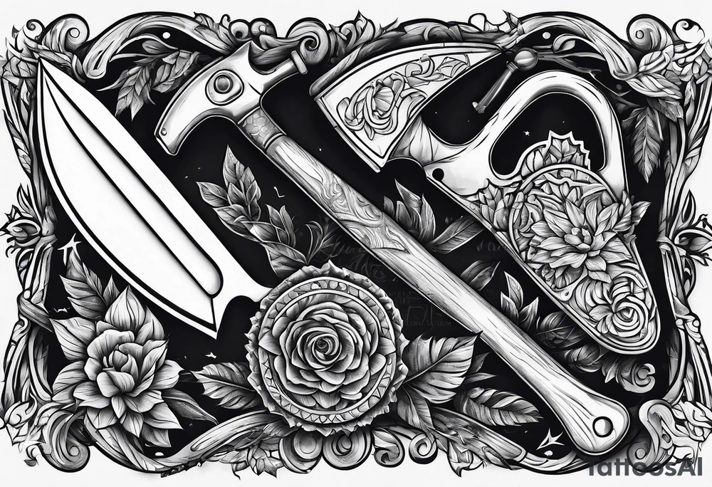 Timber Handsaw and a hammer tattoo idea