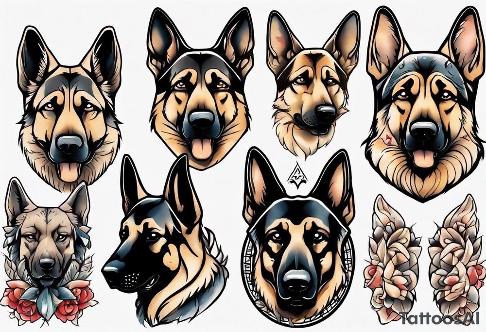 German shepherd portrait tattoo idea