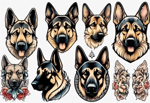 German shepherd portrait tattoo idea