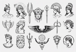 minimalist greek/roman mythology fine-linework tattoo idea